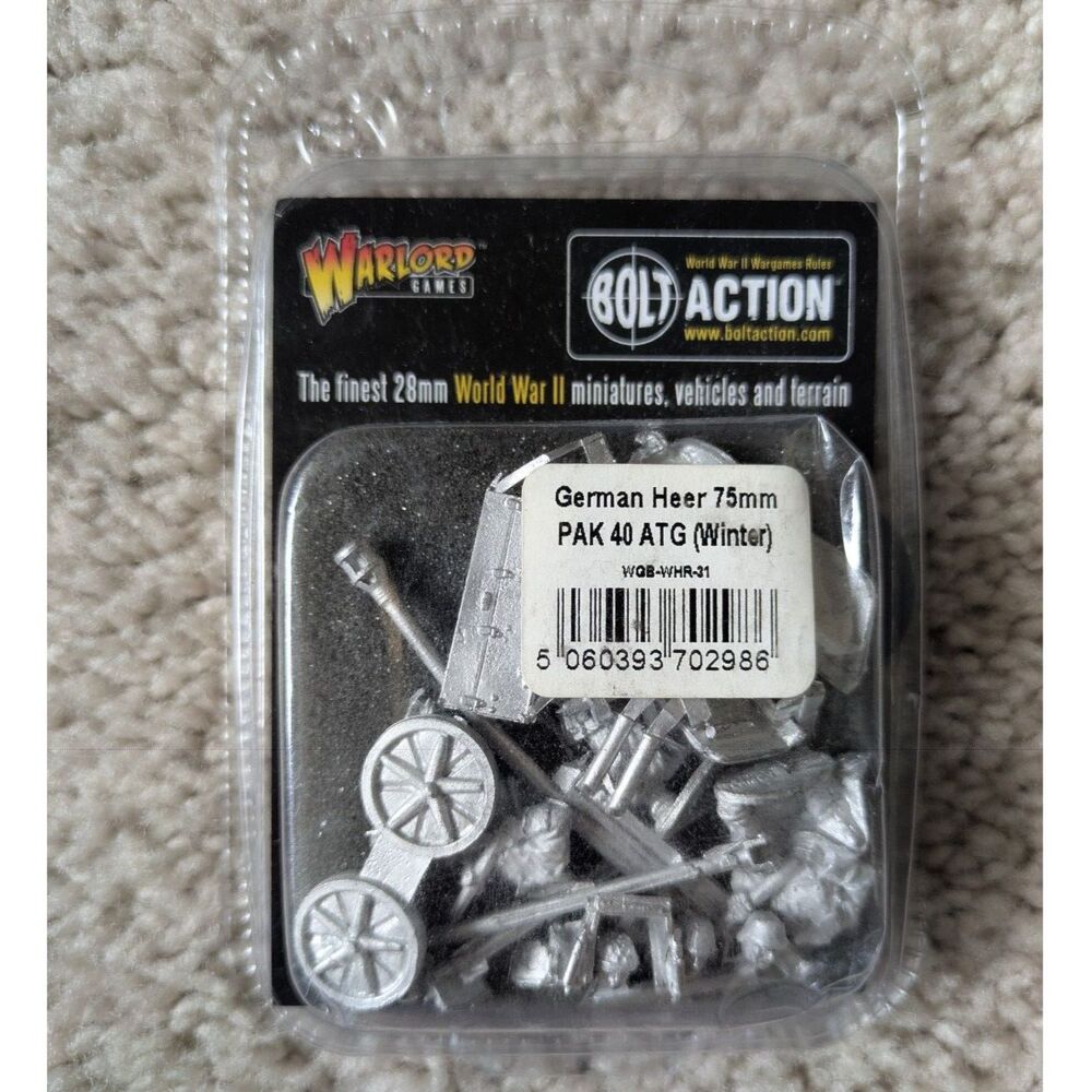 NIB Warlord Games Metal Pewter WW2 German Heer 75mm PAK 40 ATG (Winter)
